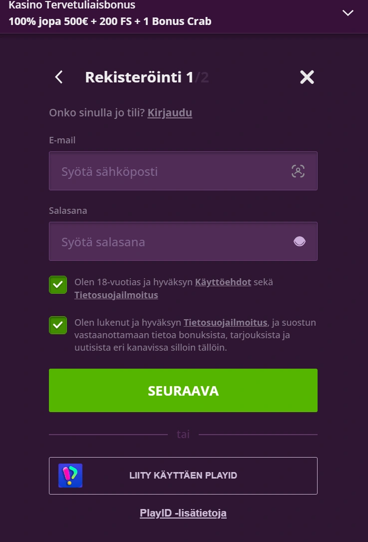 Malina Casino Rekisteröityminen ja kirjautuminen