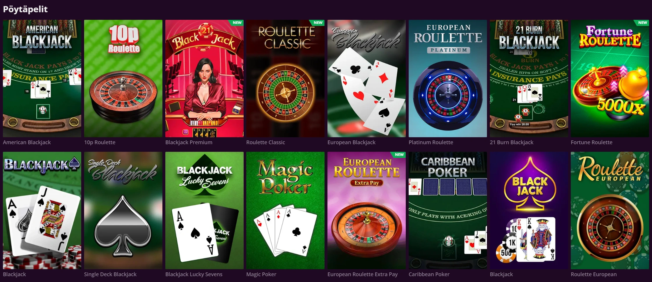 Malina Casino Pöytäpelit